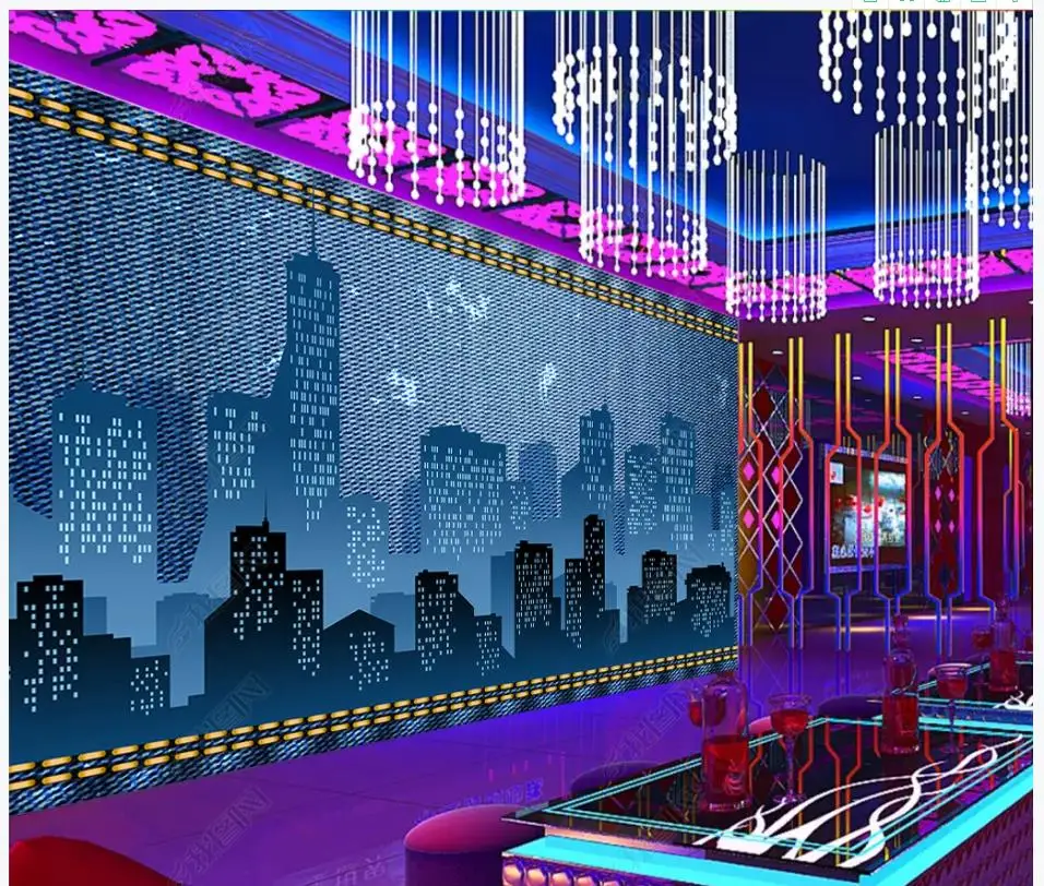 

Custom photo wallpaper for walls 3d mural Modern nostalgic high-rise summer bar KTV theme restaurant background wall papers