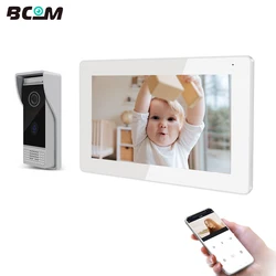 Bcom – système d'interphone vidéo intelligent sans fil, wi fi, écran entièrement tactile 1080P, 1x1080P, déverrouillage par conversation téléphonique 