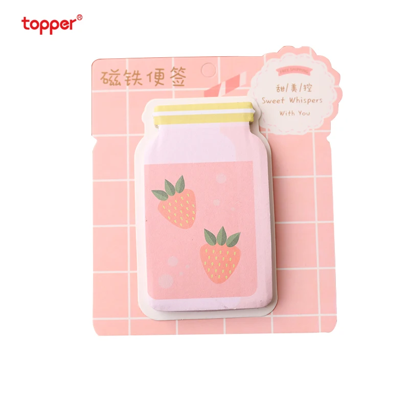 

Creativity Magnet Sticky Note Students Kawaii Beverage Fruit Pattern Portable Note Booklet Memo Pad School Stationery Supplies