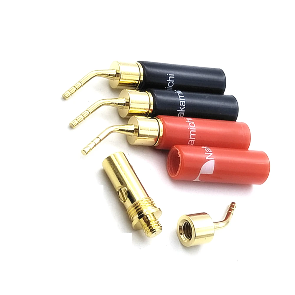 Colleimage Hifi 2mm Banana Plug Nakamichi Gold Plated Speaker Cable Pin Angel Wire Screws Lock Connector For Musical HiFi Audio