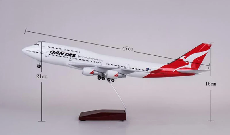 1/150 масштаб 47 см самолет B747 QANTAS Boeing 747 модель самолета светодиодный свет и колесо шасси литье под давлением модель самолёта из смолы игрушка