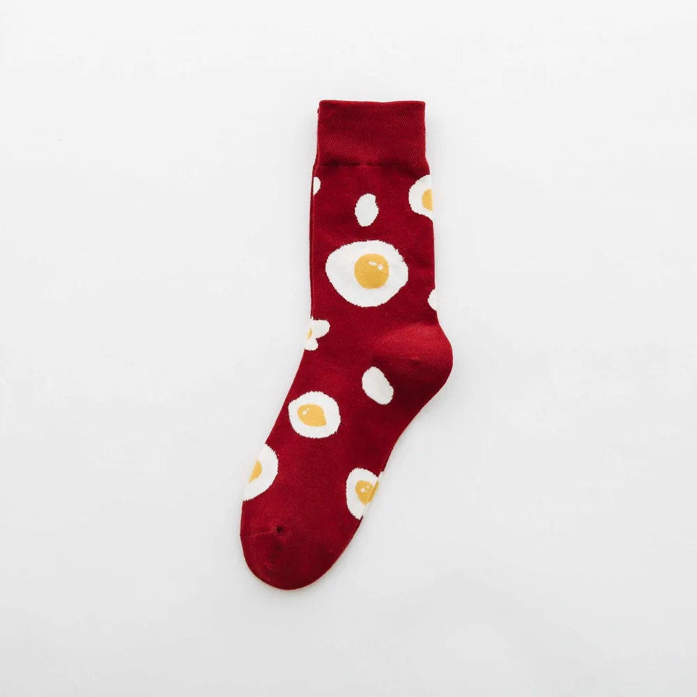 wine egg Модные милые носки с фруктами женские Японский Корейский стиль красочные хлопчатобумажные забавные носки для дам высокого качества с клубничкой 113 - Цвет: wine egg