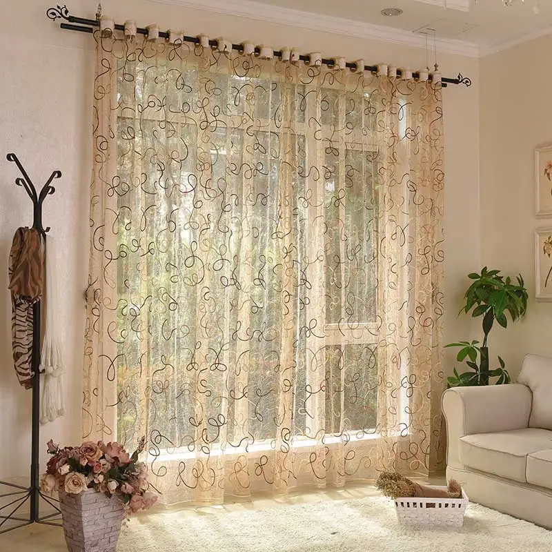 Sheer Curtains Window Curtains Decor Curtains Embroidered Curtains Modern Bird Nest Embroidered Tulle Curtains for Living Room Window Treatment Sheer Voile Curtain for Bedroom Home Decer