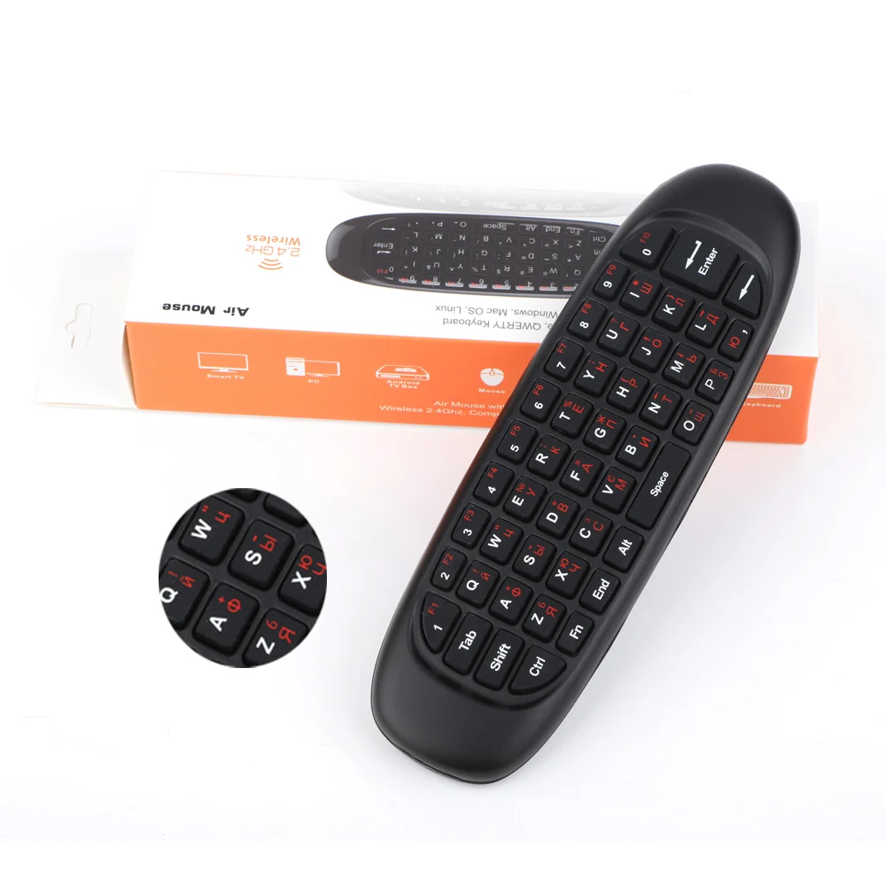 VONTAR C120 air mouse 2 4 Ghz fly 3 цвета с подсветкой английская Русская мини клавиатура для