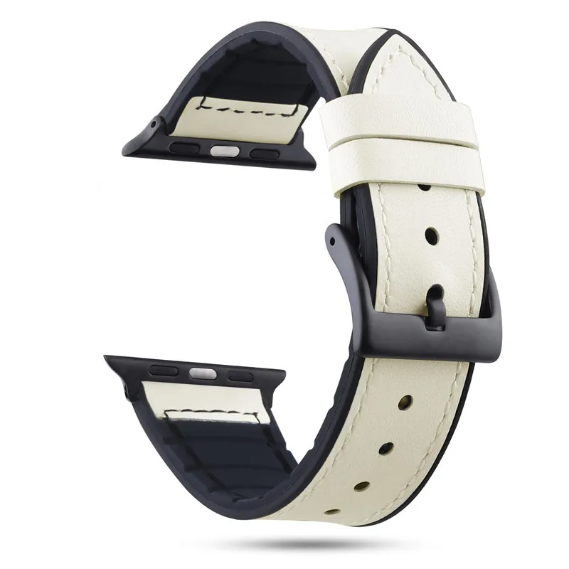 Для Apple Watch Series 5 4 3 2 1 силиконовый браслет кожаный ремешок для наручных часов iWatch, 40/44/38 мм/42 мм браслет Для мужчин/Для женщин наручный ремень аксессуары