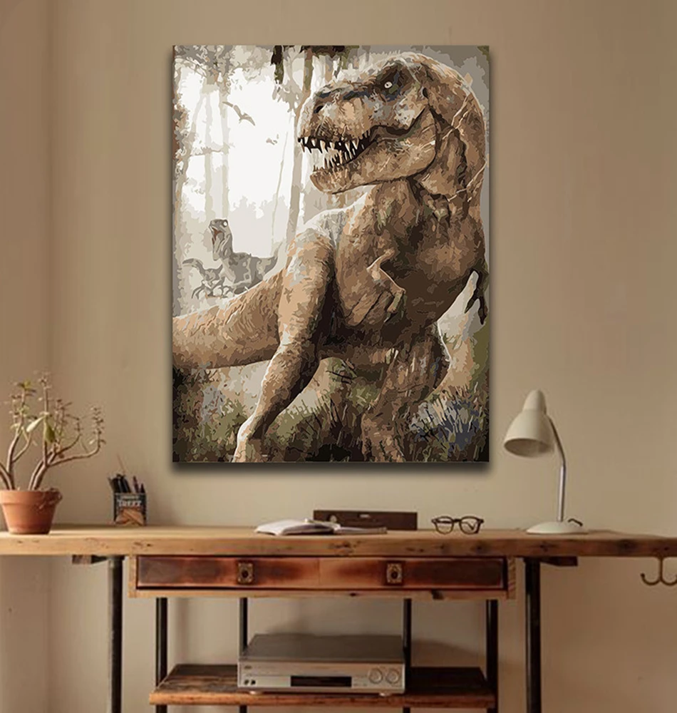 DIY-Coloring-paint-by-numbers-Dinosaurs-in-the-forest-opening-paintings-by-numbers-with-kits-40x50