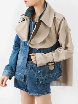 

2020 New arrive Contrast color stitching long sleeve denim jacket