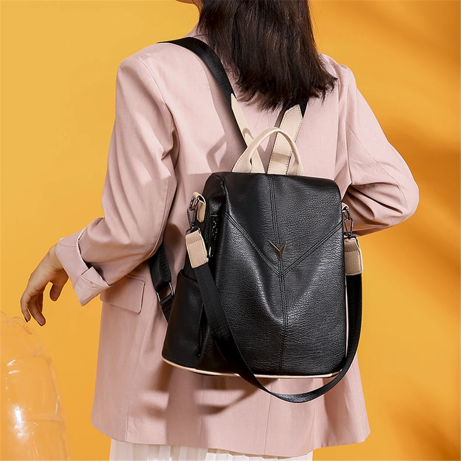 Элегантные женские рюкзаки с защитой от кражи Mochila Feminina, повседневные школьные сумки через плечо для женщин, водонепроницаемый рюкзак для путешествий