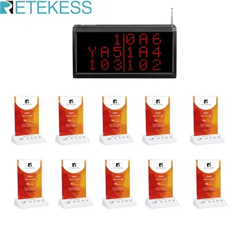 

Retekess TD124 Wireless Calling Receiver+10Pcs TD018 Call Button Pager Table Card 433MHz RFID Features For Restaurant Bar Cafe