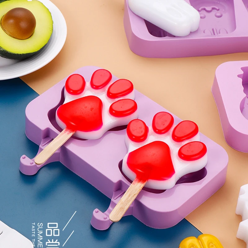 Cat Paw Silicone Ice Cream Mold Popsicle Molds DIY Homemade Cartoon Ice  Cream Popsicle Mould Ice Pop Maker Mould