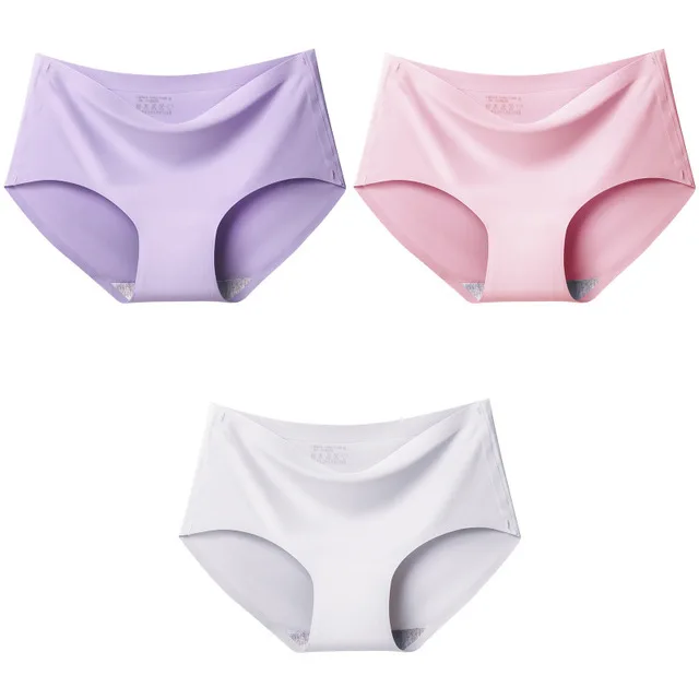 high waisted thong underwear 3Pcs  Women's Underwear Seamless Ice Silk Panties For Women Solid Skin lingerie Female Underwear Lady Briefs Knickers Underpant cotton underwear for women Panties