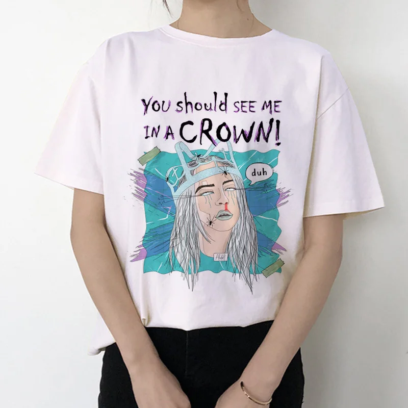 Billie Eilish Bad Guy Harajuku футболка женская футболка с графическим рисунком футболка с рисунком 90s хип-хоп одежда Топ забавная Женская Ullzang - Цвет: 7422