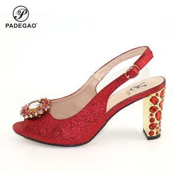

Special Design Italian Women Wedding Shoe without Bag to Match 2020 African Ladies in Red