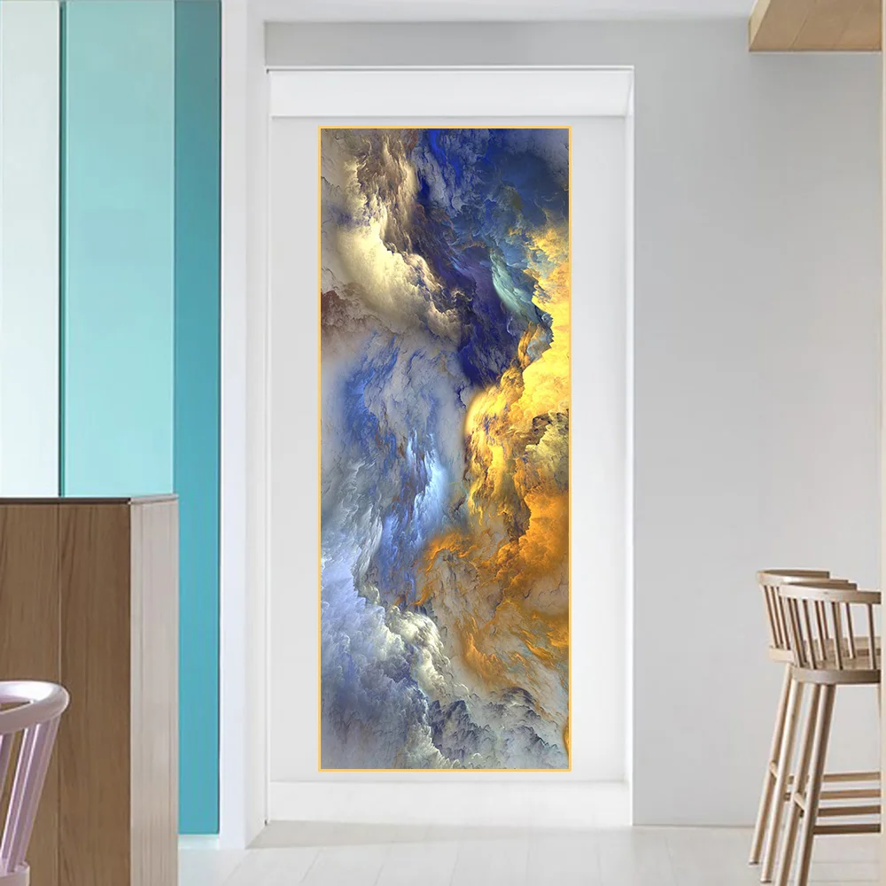 Большой абстрактный холст нереального цвета синий пейзаж настенная живопись для