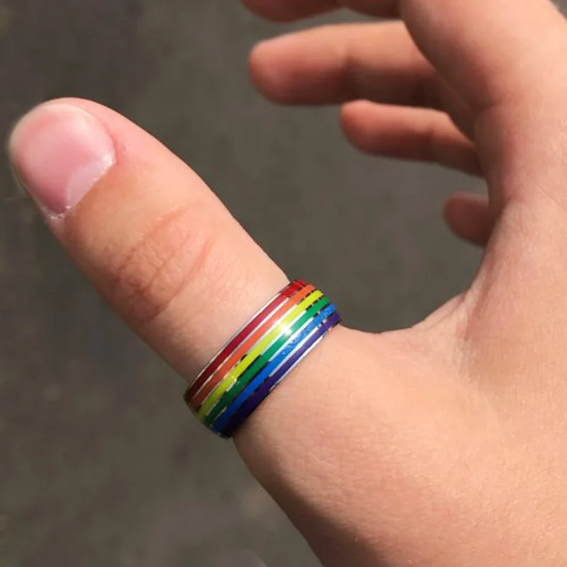 Кольца Lebian & Gay с изображением ЛГБТ радуги цветные кольца из нержавеющей стали 316L
