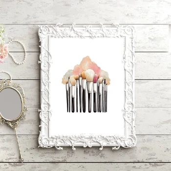 

Makeup Beauty Salon Shop Decor Watercolour Makeup Brushes Picture Wall Art Canvas Painting Chic Poster Prints Home Decoration