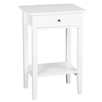 

Two-layer Bedside Table Coffee Table with Drawer White Elegant, fine workmanship,night stand,sofa desk , side tables furniture.