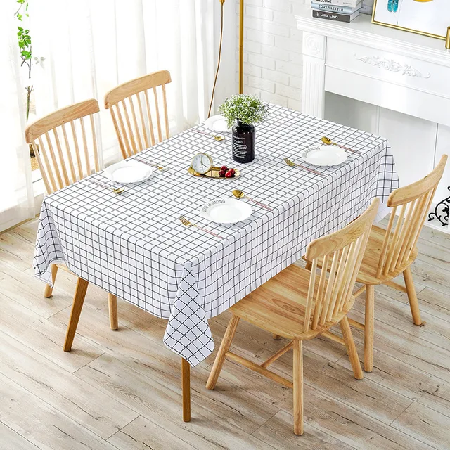Tovaglia stampata con griglia rettangolare spessa in plastica PVC, impermeabile, resistente all'olio, per la cucina di casa, tavolo da pranzo, colth, tappetino, tovaglia 3
