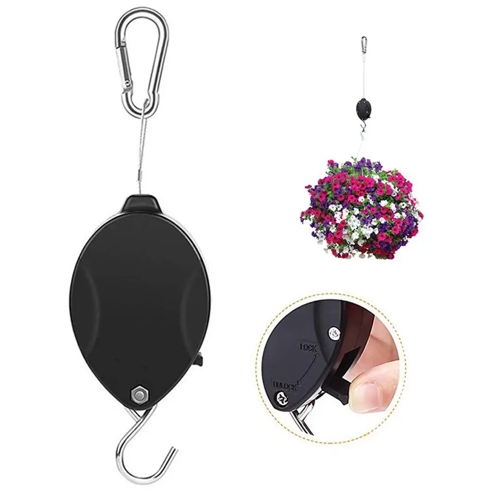 

Adjustable Plant Hanger Hook Retractable Plant Pulley With Locking For Hanging Plants Garden Flower Baskets Pots And Bird Feeder