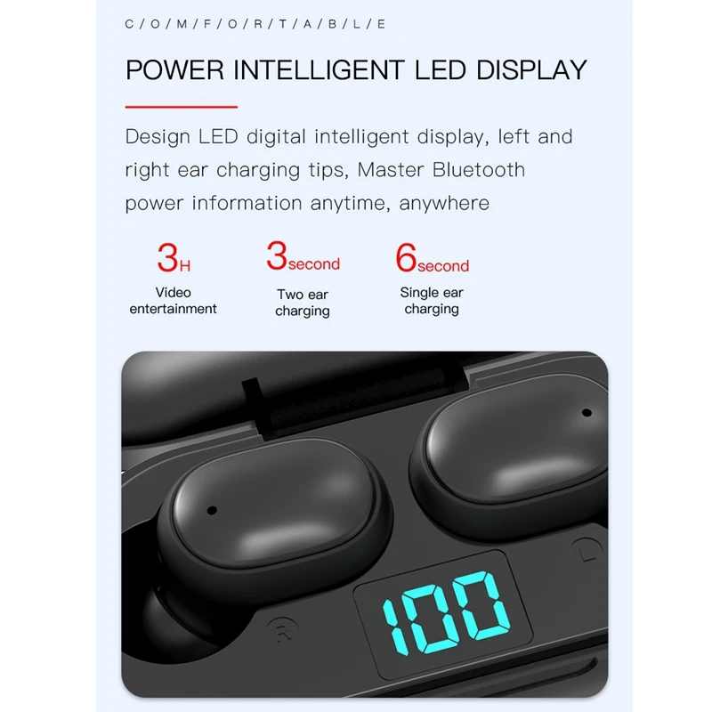 H6 TWS Wireless Earphone LED Display Bluetooth V5 0 Earsets Stereo Noise Reduction for Xiaomi iPhone Huawei Samsung