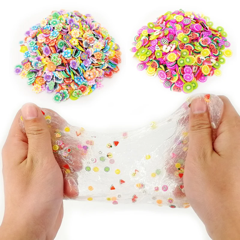 

3000pcs Flower Slime Kit Fruit Slices Handicraft Material Slime Box Art Supplies DIY Clear Kid Putty Soft Pottery Set Decoration