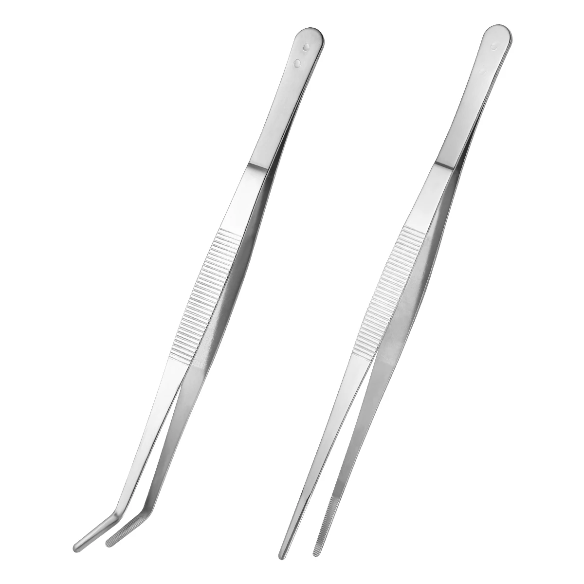 2pcs Stainless Steel Straight and Curved Nippers Tweezers Feedin