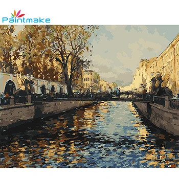 

Paintmake Landscape DIY Paint By Numbers Bridge Drawing Kits Oil Painting On Canvas Unique For Home Decor Art Picture