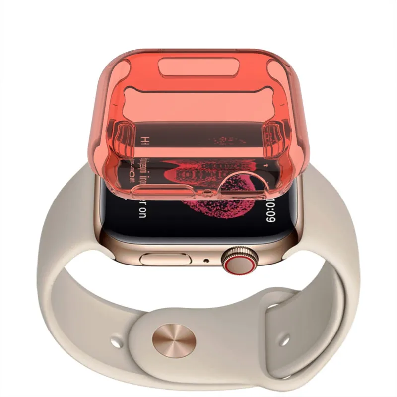 Red Цветные часы Candy чехол для Apple Watch серии 4 полный Экран защиты оболочки Protevtive чехол для наручных часов iWatch, 40/44 мм аксессуары - Цвет: Red