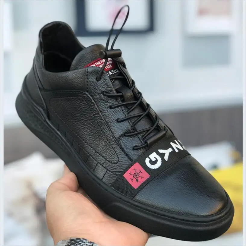 Мужская обувь на плоской подошве CS811 черная повседневная спортивная шнурках для