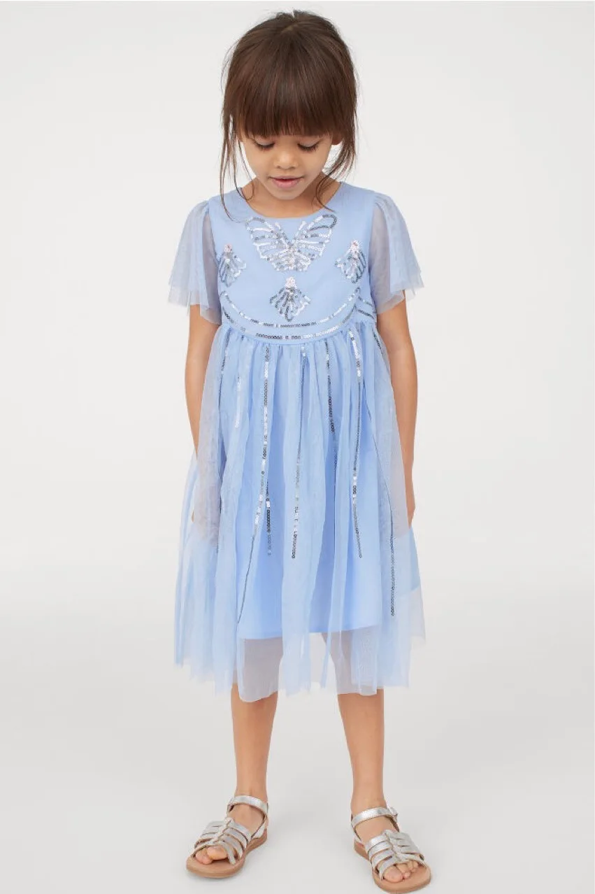 New Embroidered Butterfly Sequin Girls Princess Dress Flower Children's Dresses Summer 2020 Elegant for Kids Party | Детская одежда