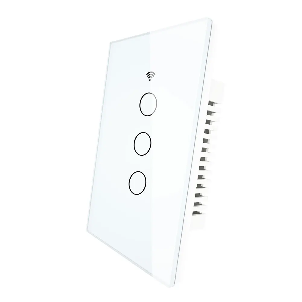 Wi-Fi Смарт настенный светильник переключатель Стекло Панель RF433 приложение Smart Life приложение Tuya дистанционного Управление работает с Amazon Alexa Google Home 1/2/3 - Цвет: 3 gang switch