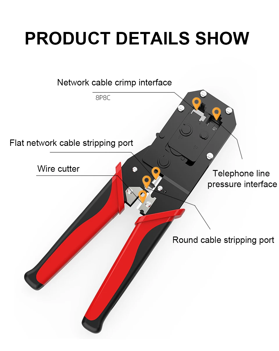 network wire tracer OMAY RJ45 Crimping Tool Ethernet Network LAN Cable Crimper Cutter Stripper Plier Modular 8P RJ45 and 6P RJ12 RJ11 imbaprice network cable tester