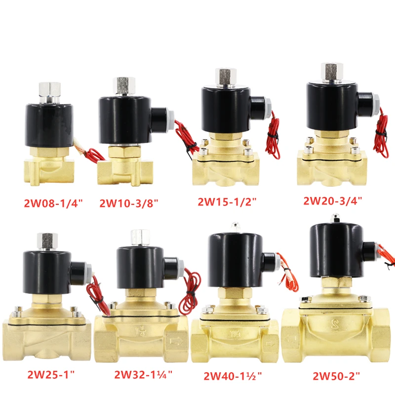 Electric Water valve Solenoid Normally closed One-Way DN08 10 15 20 25 35 40 gas CO2 Coil DC12 24V AC24V 110V 220V brass