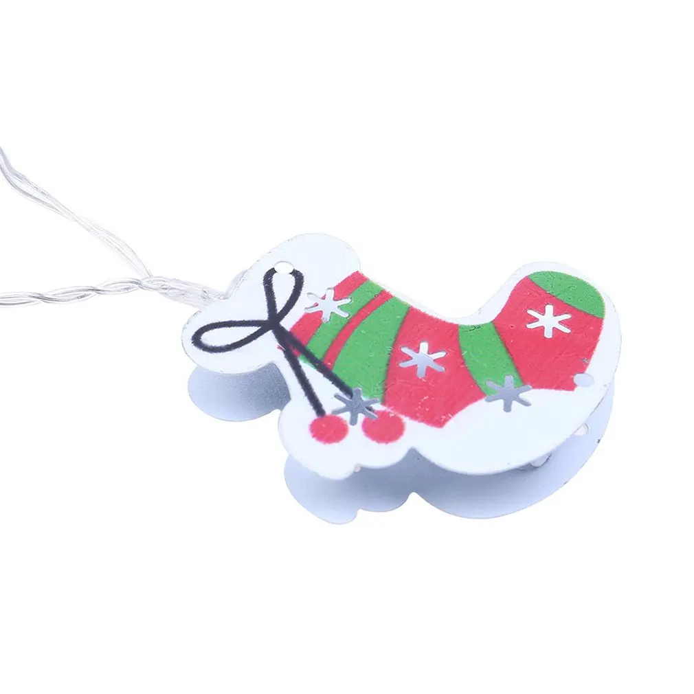 Chirstmas Socks Plastic Led Light Alpaca Iron Hollow Metal Double-sided Battery Box Holiday Decorative Light String