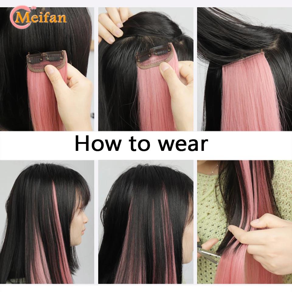 MEIFAN 3PCS Clip-In One Piece Rainbow Color Hair Bundle Pieces Hair  Extensions Pure Pink Straight Synthetic Fake Hair Pieces - AliExpress Hair  Extensions & Wigs