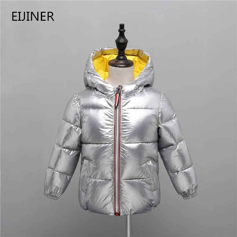 

Children winter jacket for kids girl silver gold Boys Casual Hooded Coat Baby Clothing Outwear kids Parka Jacket snowsuit