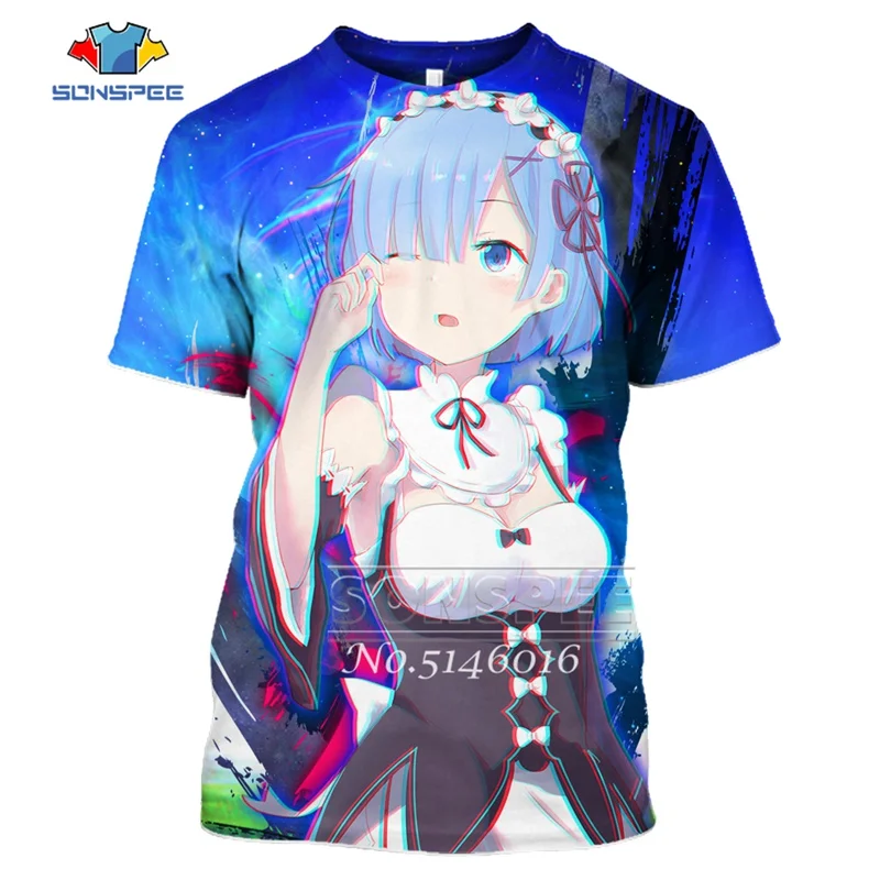 SONSPEE, 3D принт, аниме, Harajuku Re: zero, Твин Рам Рем, косплей, футболка, мужская, повседневная, летняя, унисекс, короткий рукав, футболки, топы, t445 - Цвет: 23