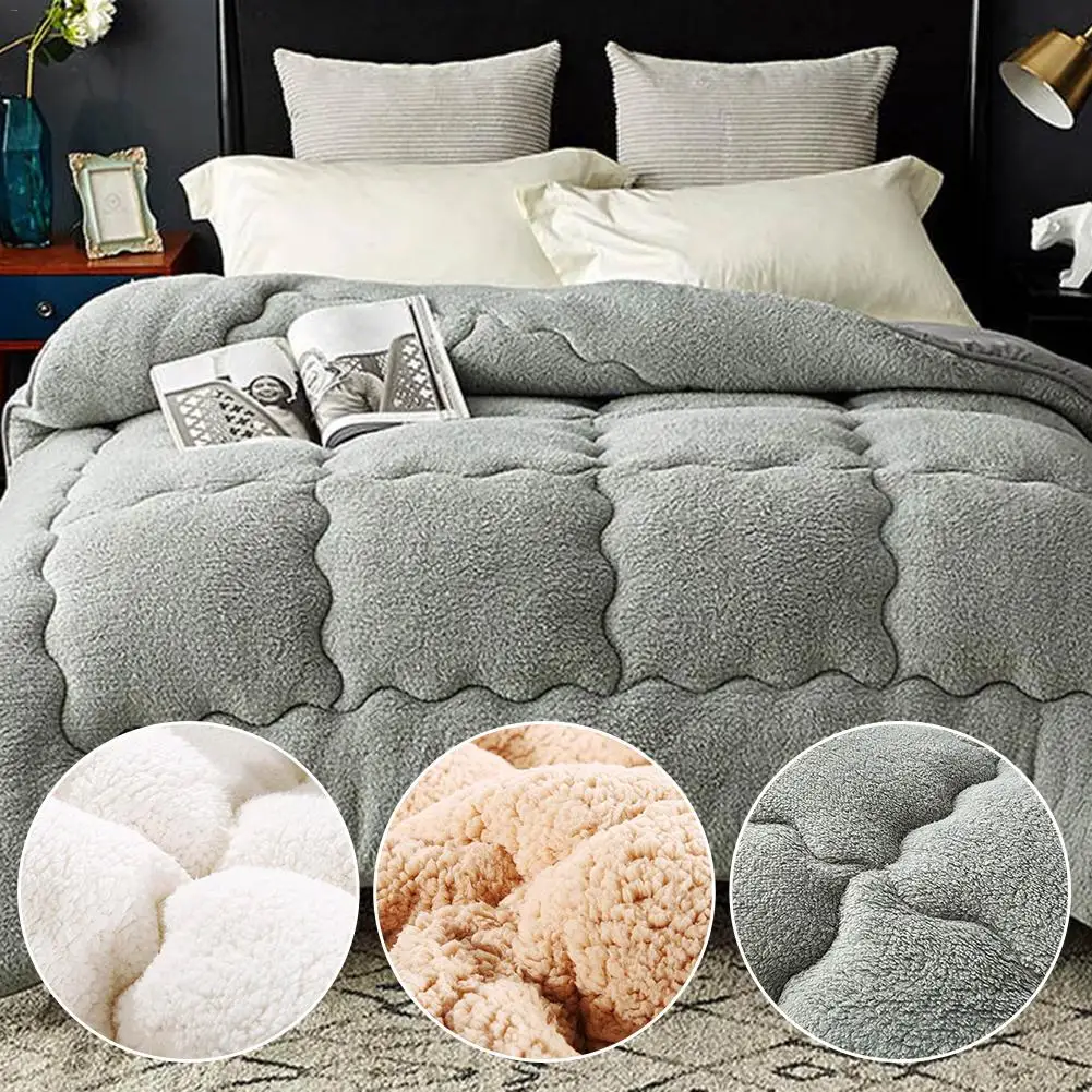 

2019 New Simple Solid Winter Comforter Quilting One-side Polyester One-side Berber Fleece Polyester Filler Twin Full Queen Quilt