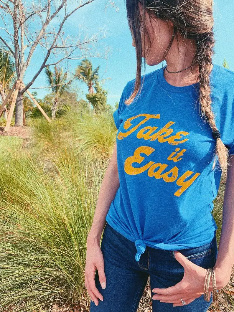 Винтажная футболка унисекс Take it Easy saking большие размеры футболки с графикой Harajuku