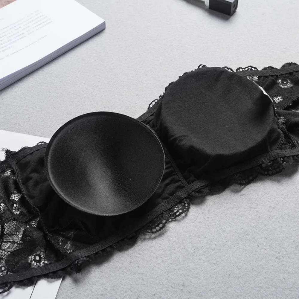 Valentine's day Sexy Summer Women Elastic Strapless Bra Lace Tube Top Bandeau Crop Tank Seamless Padded Underwear women lingerie bra women tank tops women tube tops