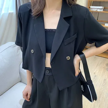 

Large Size Dress Small Suit Thin Coat Women's Summer Elegant Korean-style Loose Short Sleeve Short Casual Versatile Tops