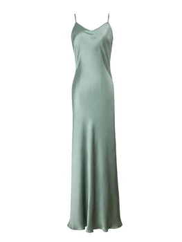 

Women Dress Spring / Summer 2020 New Silk Dress Fashionable Casual Solid Color Spaghetti Strap Midi Dress