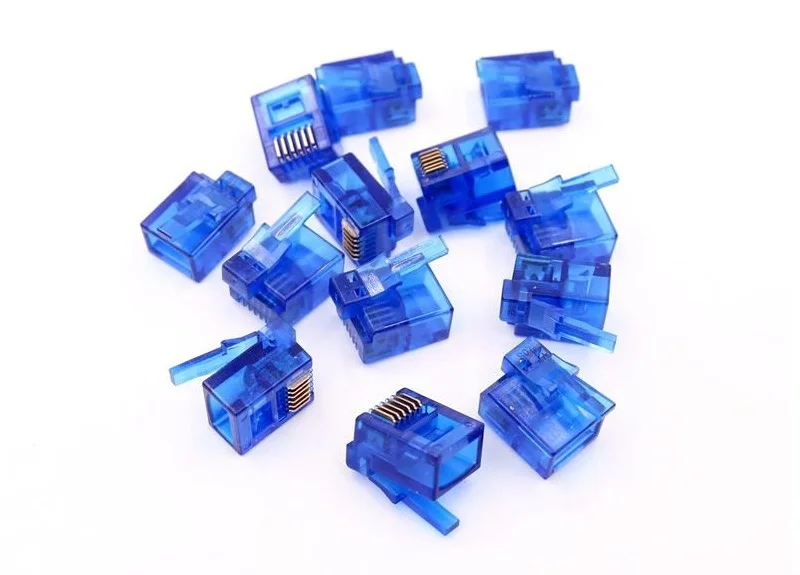 1000PCS/lot Colorful 6P6C RJ12 Connector Right Buckle Crystal Head DIY EV3 NXT Cable Plug