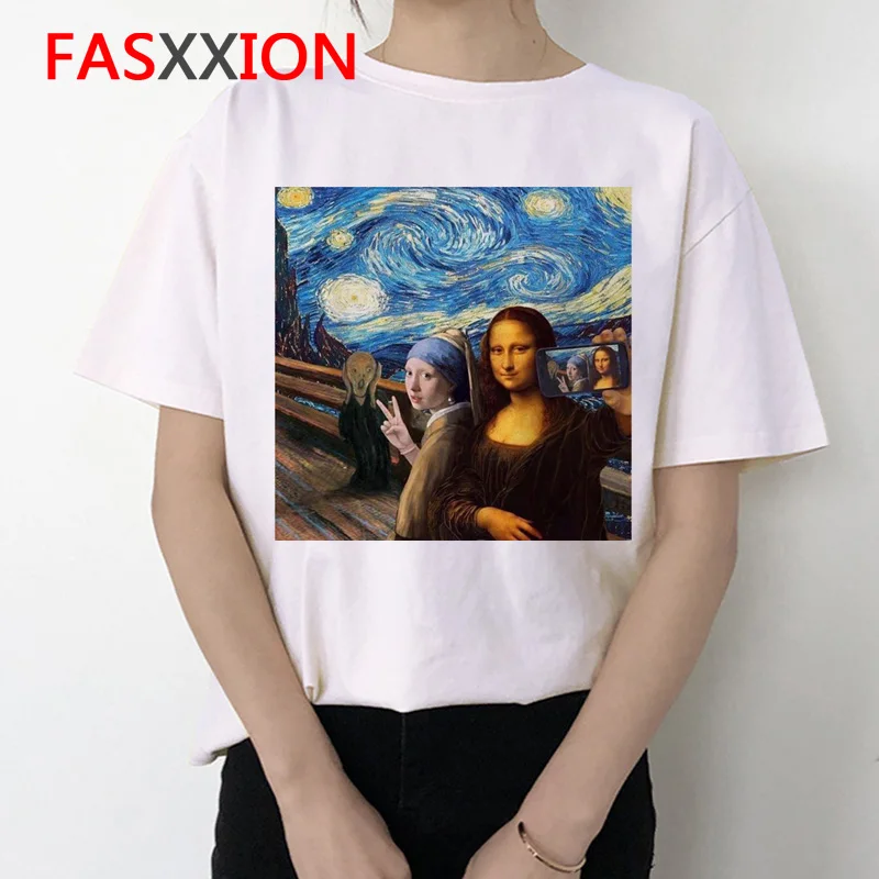 Mona Lisa, женская футболка, ulzzang art, смешная, Корейская, 90 s, футболка, летняя, эстетическая, Ullzang, винтажная, женская футболка, одежда, топ, футболка - Цвет: 2532