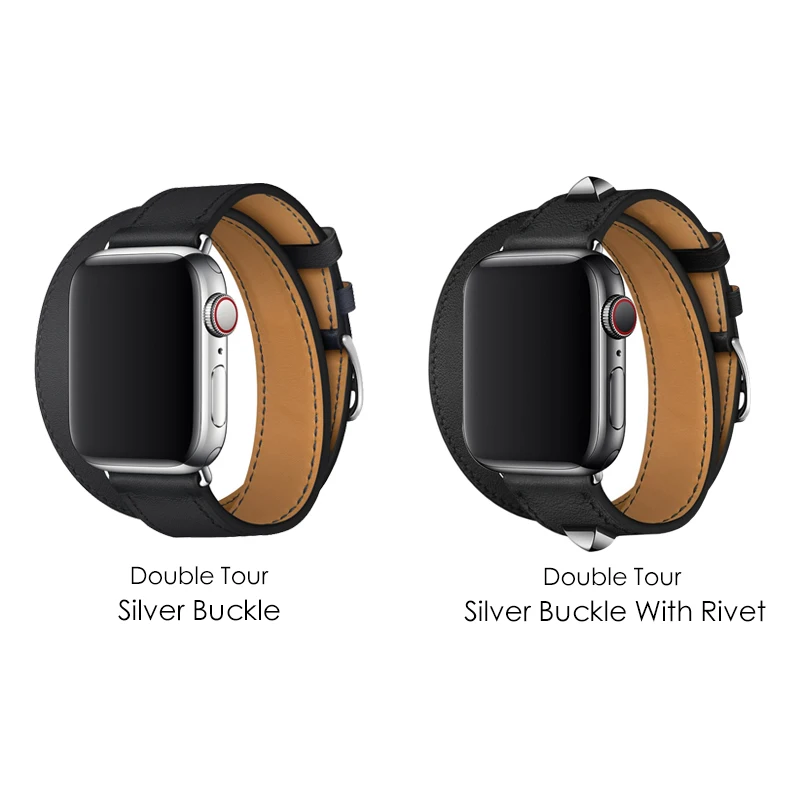 Ремешок из натуральной кожи для Apple Watch Series 5 черный браслет наручных часов iWatch 3 2 40