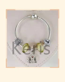 

High Quality 1:1 100% Silver Snowflake Glass String Decorated House Pendant String Decorated Bracelet Free Delivery