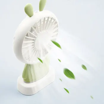 

Home Mini USB Charging Fan Office Handheld Rabbit Fan With Desk Base Rechargeable Air Conditioner For Student handle