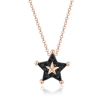 

PJX Elegant Star Necklace Big Black Star Crystal Starfish Shape Charm Chain for Women Gift Party Hot Sell
