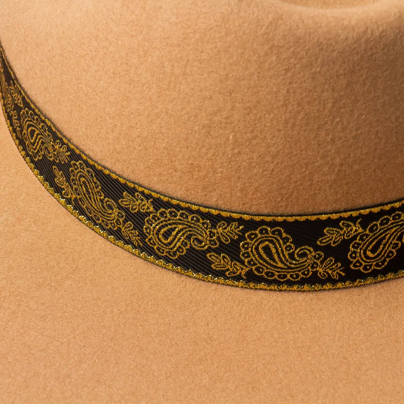 Autumn Winter Fashion wool Embroidery decorative ribbon Wide Jazz Shopping Tourist Style Felt Fedoras Hats for Women Men
