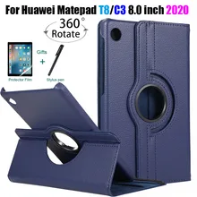 360 graus de rotação couro inteligente sono acordado caso capa para huawei matepad t8 8.0 polegada caso coque capa funda matepad c3 8.0 polegada